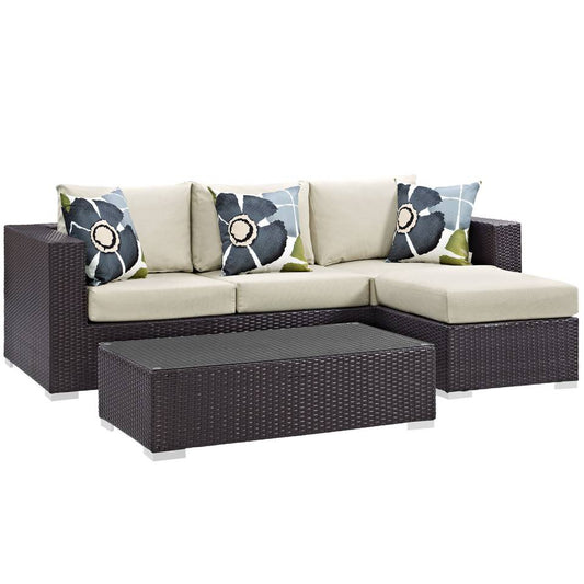 Modway Convene 3 Piece Outdoor Patio Sofa Set | Outdoor Sofas, Loveseats & Sectionals