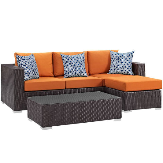 Modway Convene 3 Piece Outdoor Patio Sofa Set | Outdoor Sofas, Loveseats & Sectionals | 