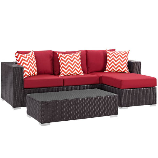 Modway Convene 3 Piece Outdoor Patio Sofa Set | Outdoor Sofas, Loveseats & Sectionals | 