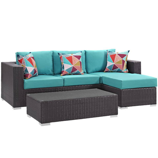 Modway Convene 3 Piece Outdoor Patio Sofa Set | Outdoor Sofas, Loveseats & Sectionals | 