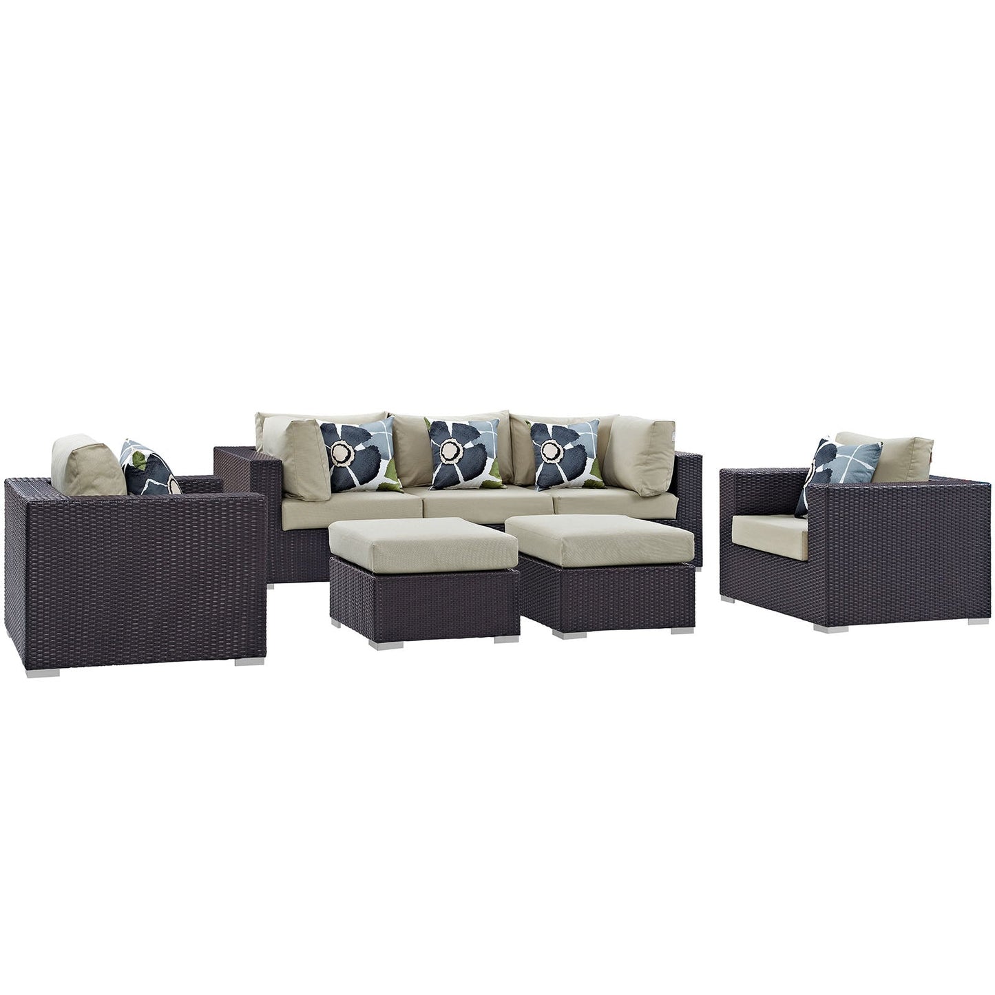 Convene 7 Piece Outdoor Patio Sectional Set By Modway - EEI-2365 | Outdoor Sofas, Loveseats & Sectionals