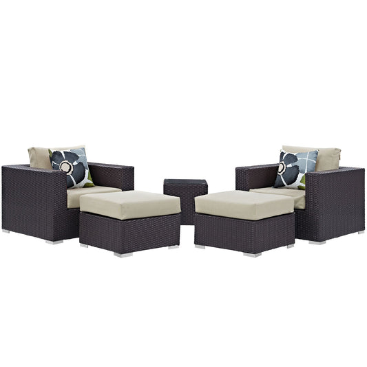 Convene 5 Piece Outdoor Patio Sectional Set By Modway - EEI-2366 | Outdoor Sofas, Loveseats & Sectionals