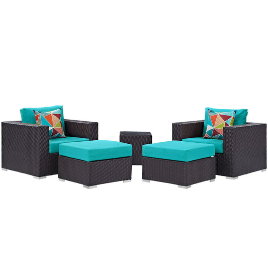Convene 5 Piece Outdoor Patio Sectional Set By Modway - EEI-2366 | Outdoor Sofas, Loveseats & Sectionals - 6