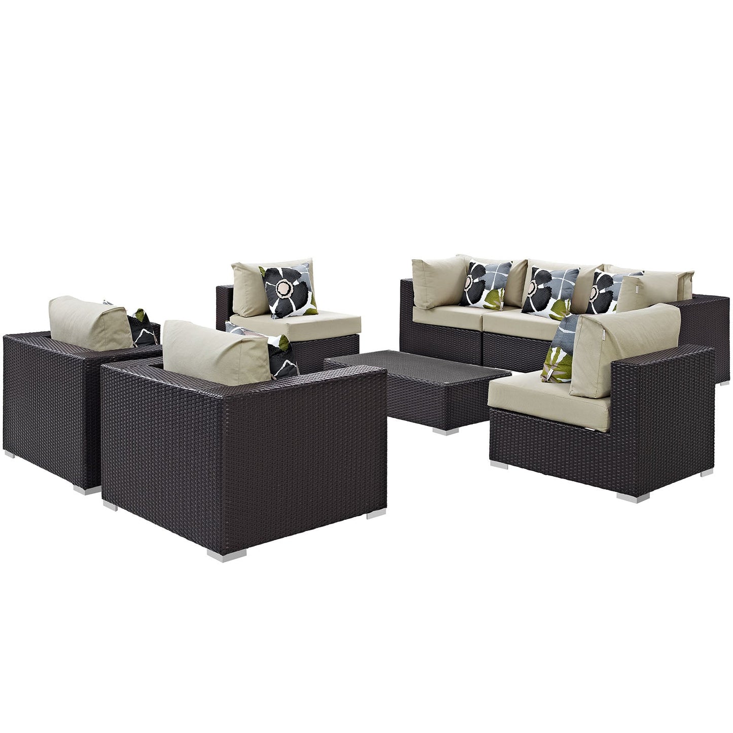 Modway Convene 8 Piece Outdoor Patio Sectional Set - EEI-2368 | Outdoor Sofas, Loveseats & Sectionals | 