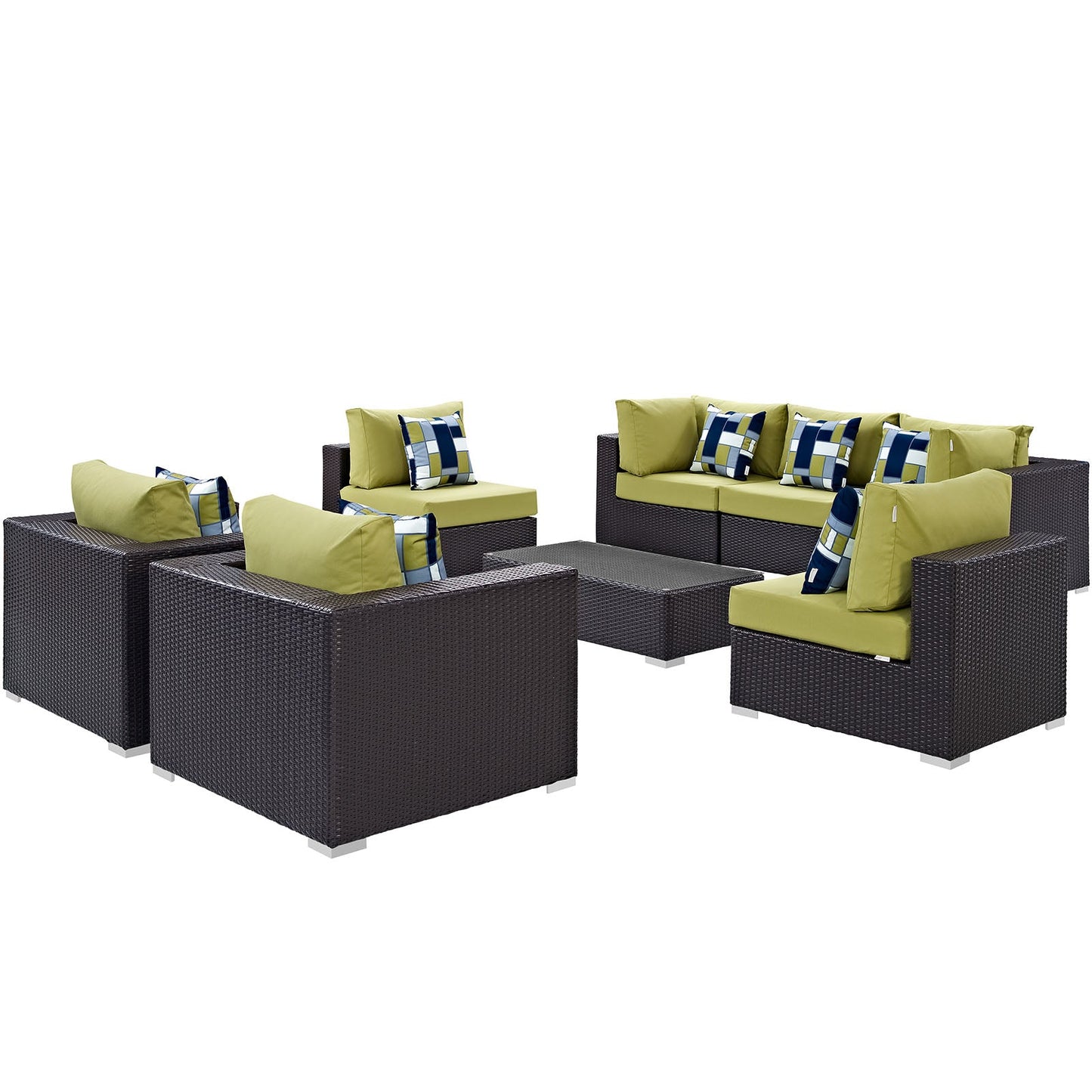 Modway Convene 8 Piece Outdoor Patio Sectional Set - EEI-2368 | Outdoor Sofas, Loveseats & Sectionals | 