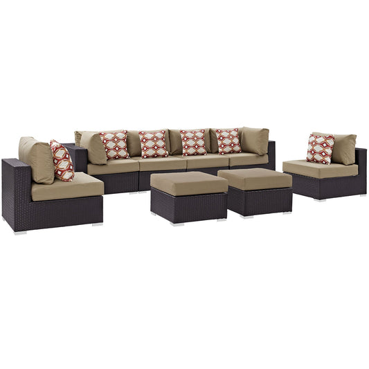 Convene 8 Piece Outdoor Patio Sectional Set By Modway - EEI-2369 | Outdoor Sofas, Loveseats & Sectionals - 2