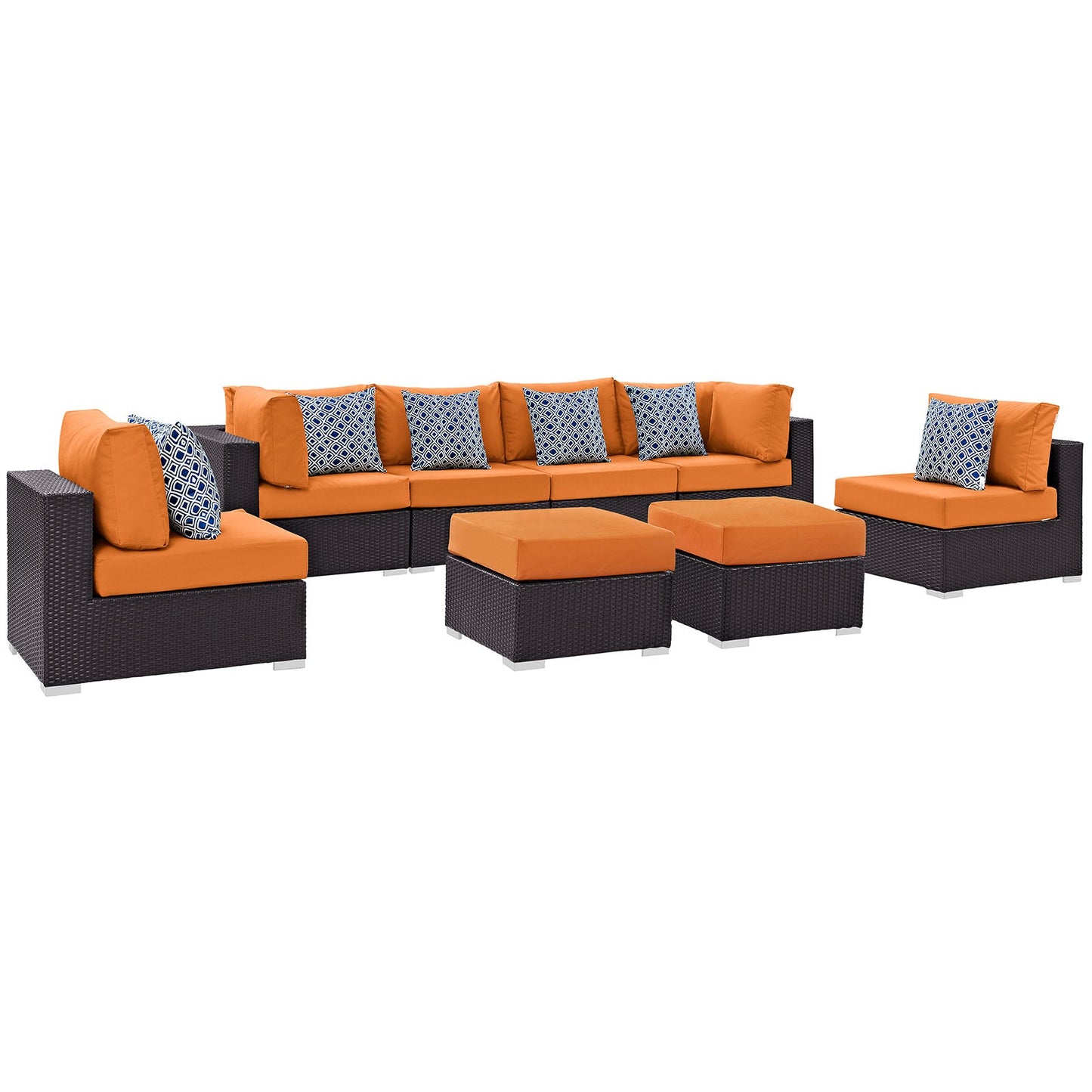 Convene 8 Piece Outdoor Patio Sectional Set By Modway - EEI-2369 | Outdoor Sofas, Loveseats & Sectionals - 3