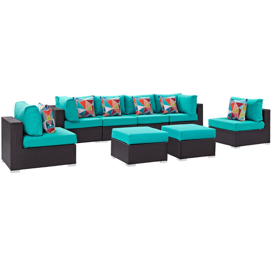 Convene 8 Piece Outdoor Patio Sectional Set By Modway - EEI-2369 | Outdoor Sofas, Loveseats & Sectionals - 5