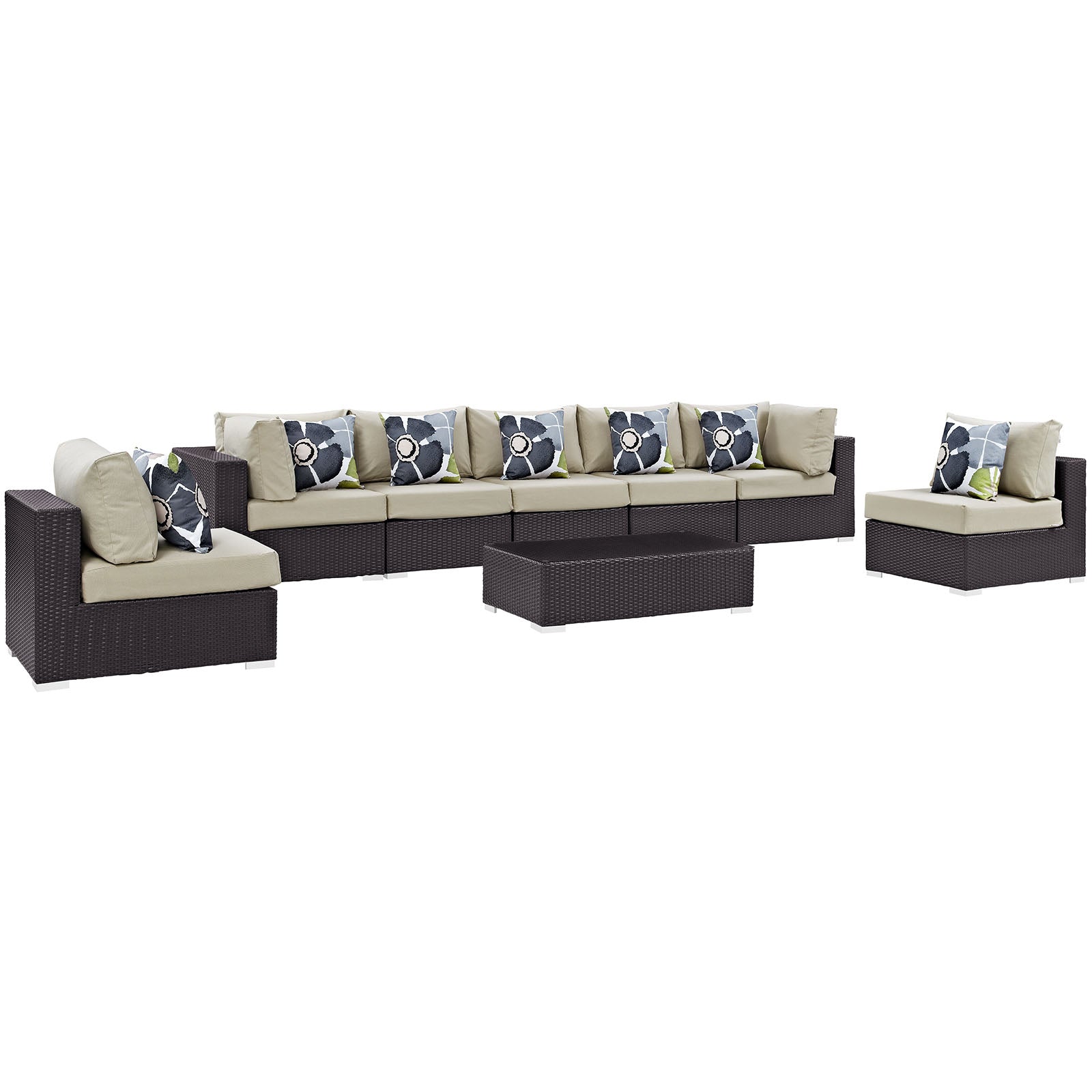 Modway Convene 8 Piece Outdoor Patio Sectional Set - EEI-2370 | Outdoor Sofas, Loveseats & Sectionals | 
