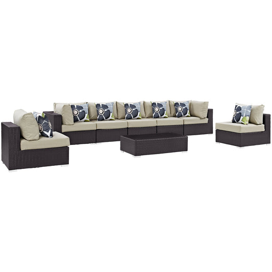 Modway Convene 8 Piece Outdoor Patio Sectional Set - EEI-2370 | Outdoor Sofas, Loveseats & Sectionals | 