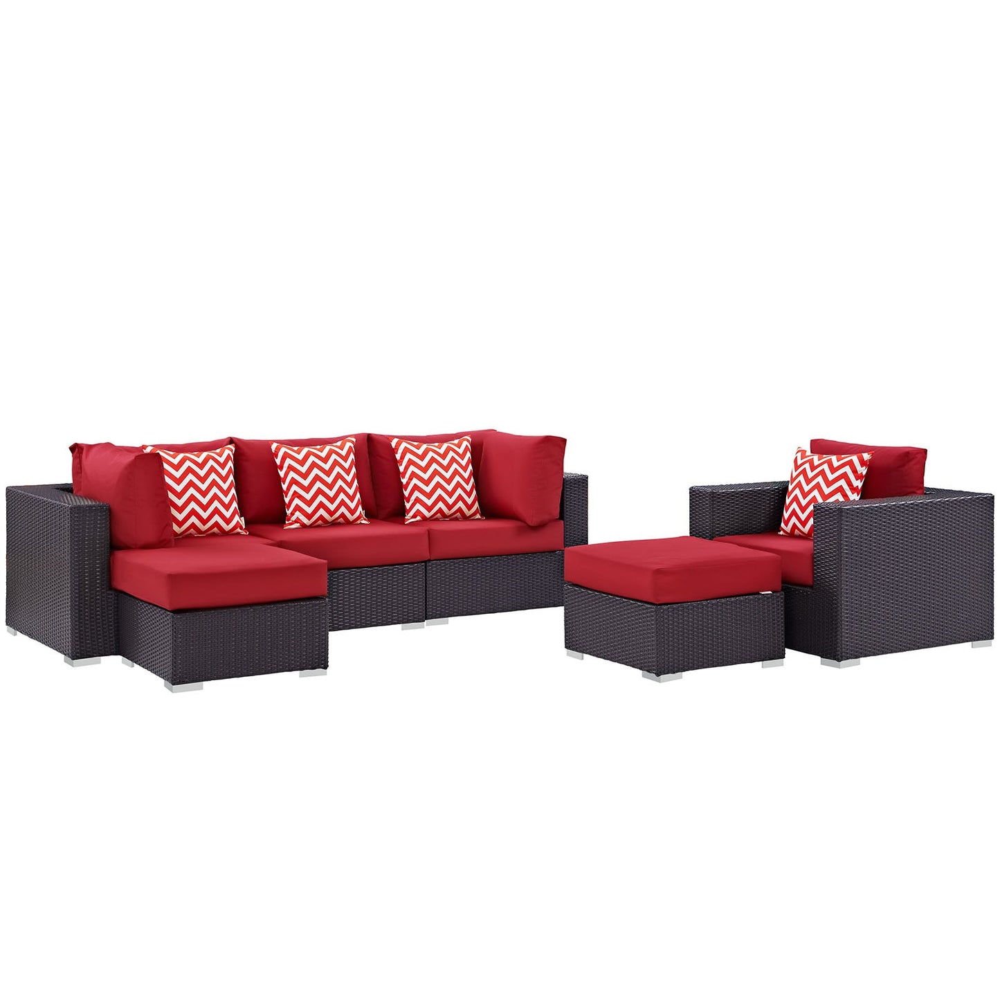 Modway Convene 6 Piece Outdoor Patio Sectional Set | Outdoor Sofas, Loveseats & Sectionals | 