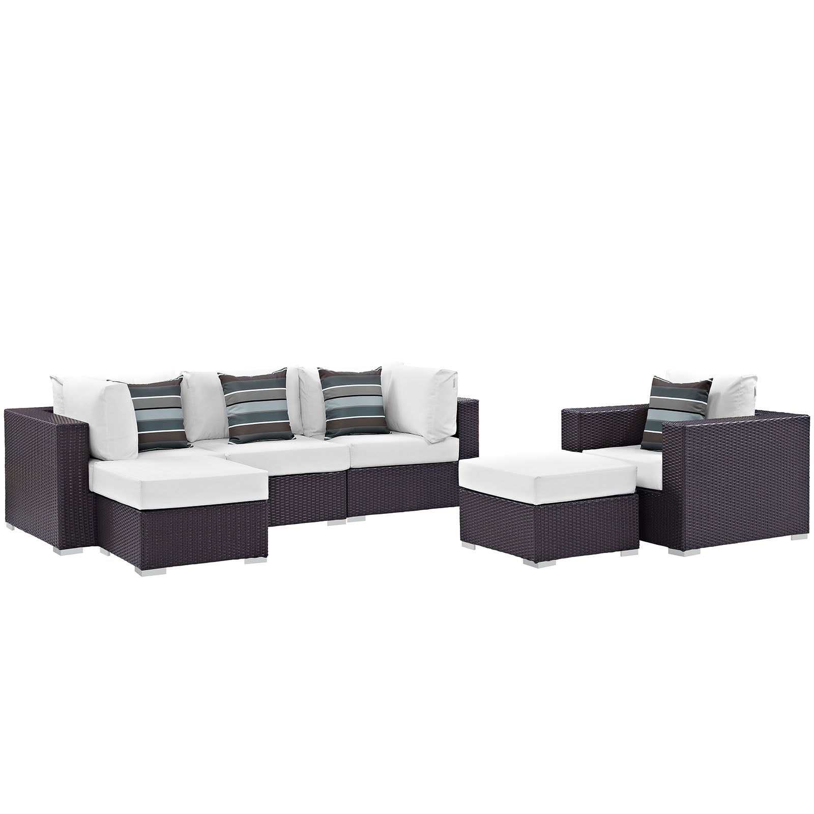 Modway Convene 6 Piece Outdoor Patio Sectional Set | Outdoor Sofas, Loveseats & Sectionals | 