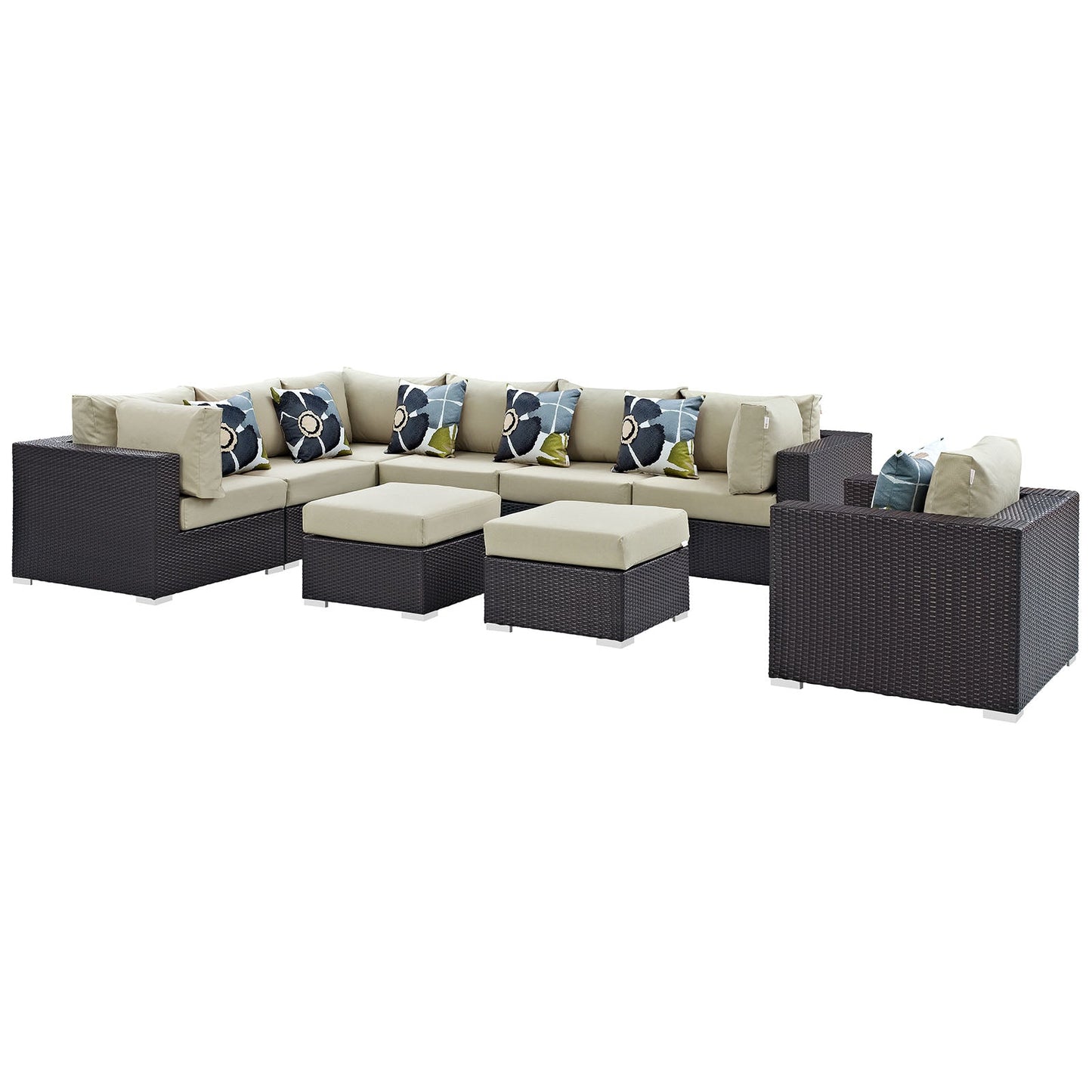 Convene 9 Piece Outdoor Patio Sectional Set By Modway - EEI-2373 | Outdoor Sofas, Loveseats & Sectionals