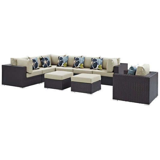 Convene 9 Piece Outdoor Patio Sectional Set By Modway - EEI-2373 | Outdoor Sofas, Loveseats & Sectionals