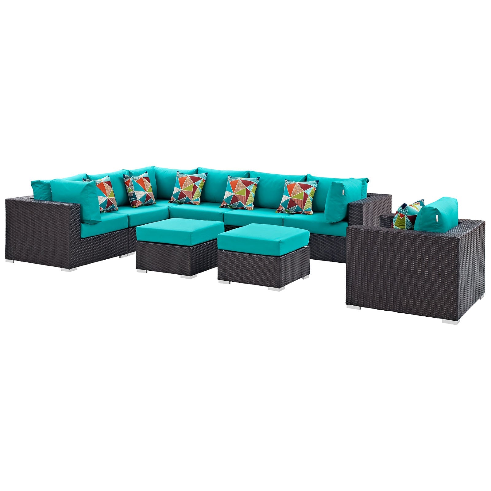 Convene 9 Piece Outdoor Patio Sectional Set By Modway - EEI-2373 | Outdoor Sofas, Loveseats & Sectionals - 5