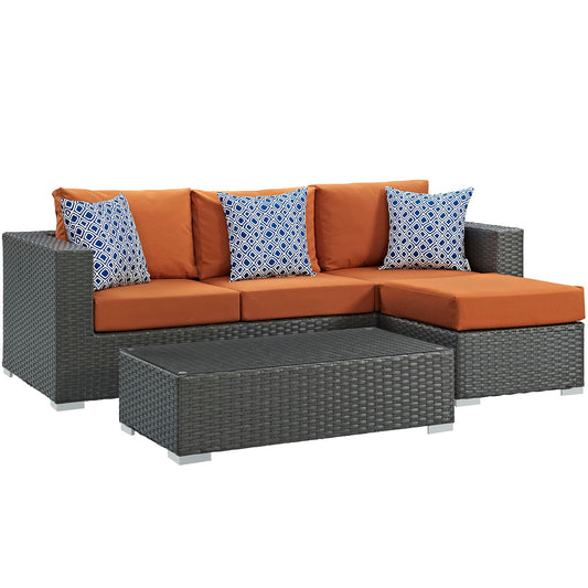 Modway Sojourn 3 Piece Outdoor Patio Sunbrella Sectional Set - EEI-2384 | Outdoor Sofas, Loveseats & Sectionals | Modishstore-18