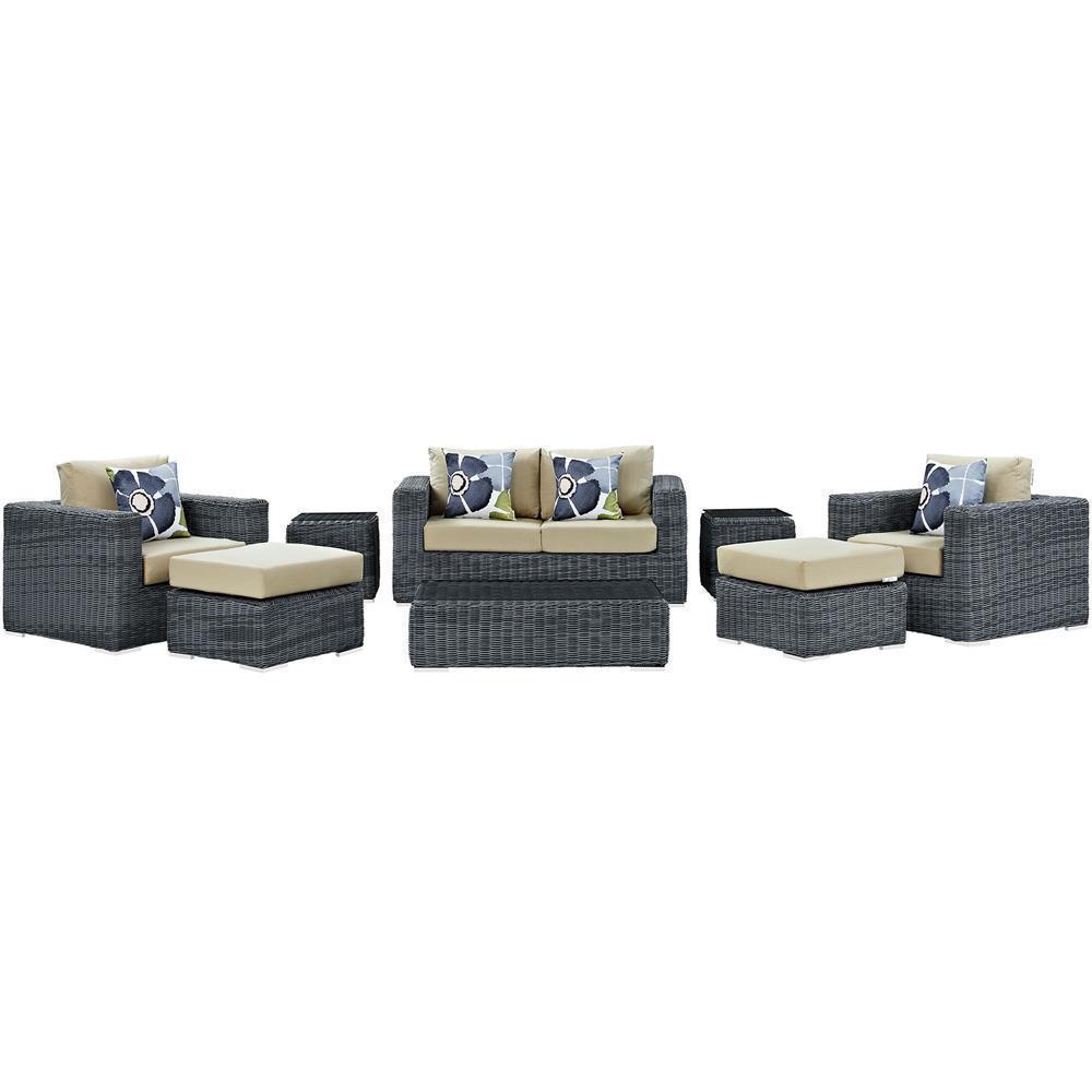 Modway Summon 8 Piece Outdoor Patio Sunbrella Sectional Set | Outdoor Sofas, Loveseats & Sectionals | Modishstore-2