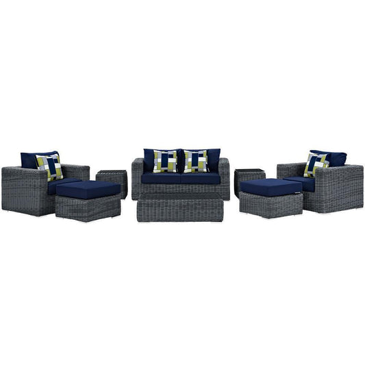 Modway Summon 8 Piece Outdoor Patio Sunbrella Sectional Set | Outdoor Sofas, Loveseats & Sectionals | Modishstore