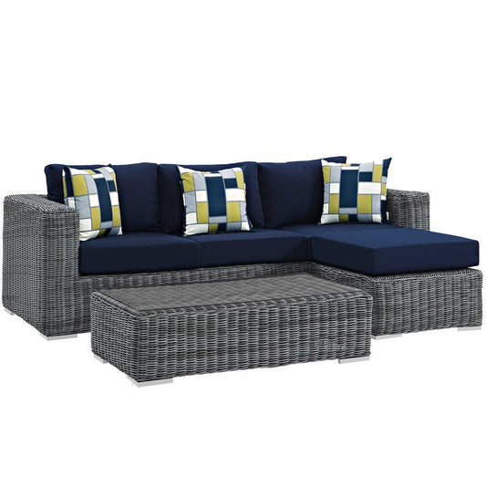 Modway Summon 3 Piece Outdoor Patio Sunbrella Sectional Set - EEI-2397 | Outdoor Sofas, Loveseats & Sectionals | Modishstore