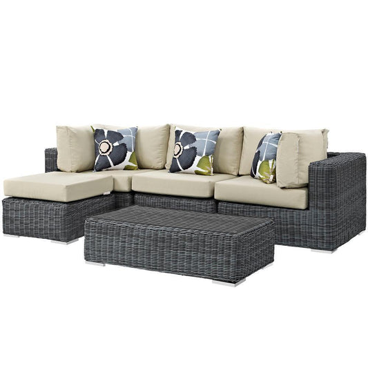 Modway Summon 5 Piece Outdoor Patio Sunbrella Sectional Set - EEI-2398 | Outdoor Sofas, Loveseats & Sectionals | Modishstore