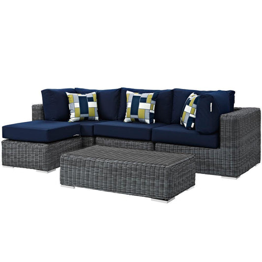 Modway Summon 5 Piece Outdoor Patio Sunbrella Sectional Set - EEI-2398 | Outdoor Sofas, Loveseats & Sectionals | Modishstore-2