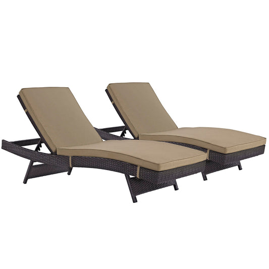 Modway Convene Chaise Outdoor Patio - Set of 2 | Outdoor Recliners & Lounge Chairs | 