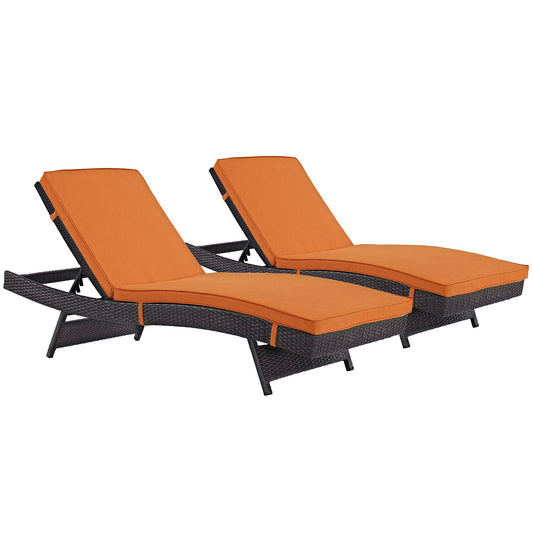 Modway Convene Chaise Outdoor Patio - Set of 2 | Outdoor Recliners & Lounge Chairs | 