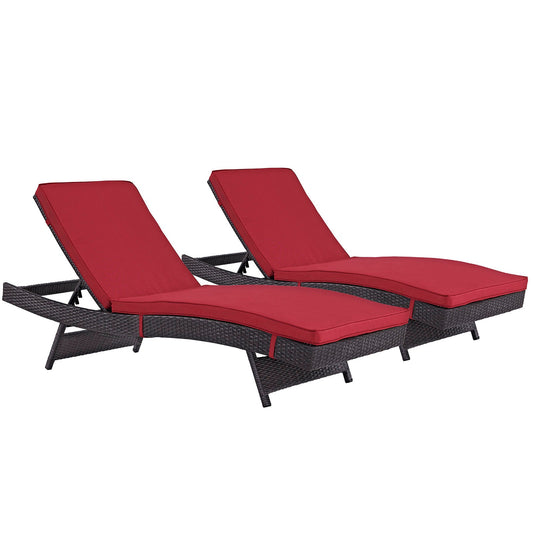 Modway Convene Chaise Outdoor Patio - Set of 2 | Outdoor Recliners & Lounge Chairs | 