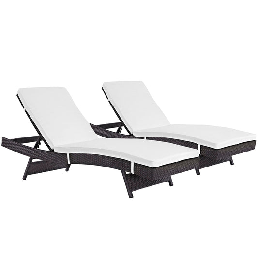 Modway Convene Chaise Outdoor Patio - Set of 2 | Outdoor Recliners & Lounge Chairs | 