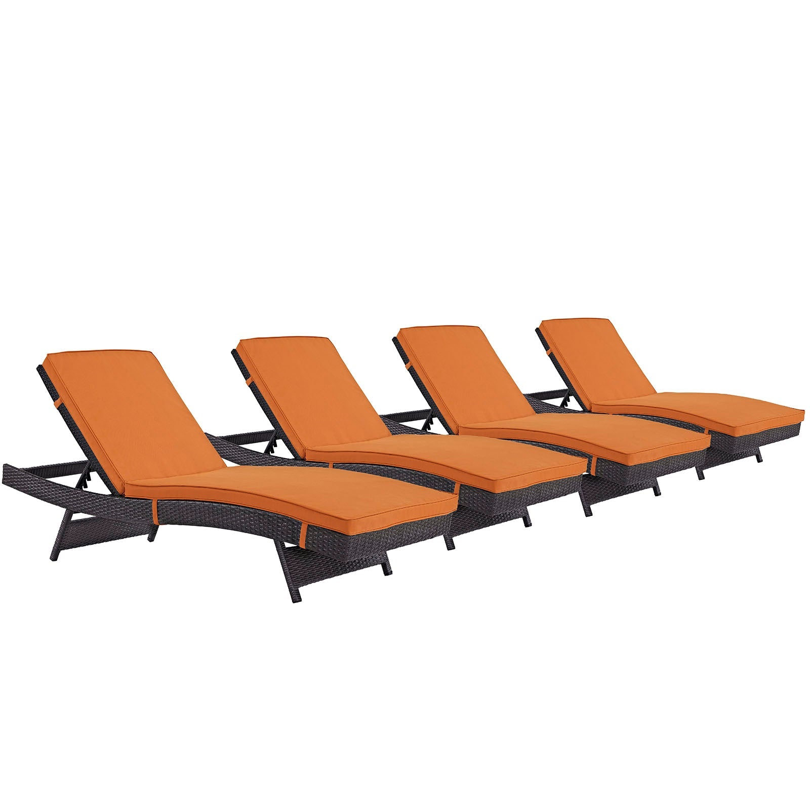 Modway Convene Chaise Outdoor Patio - Set of 4 | Outdoor Recliners & Lounge Chairs | 