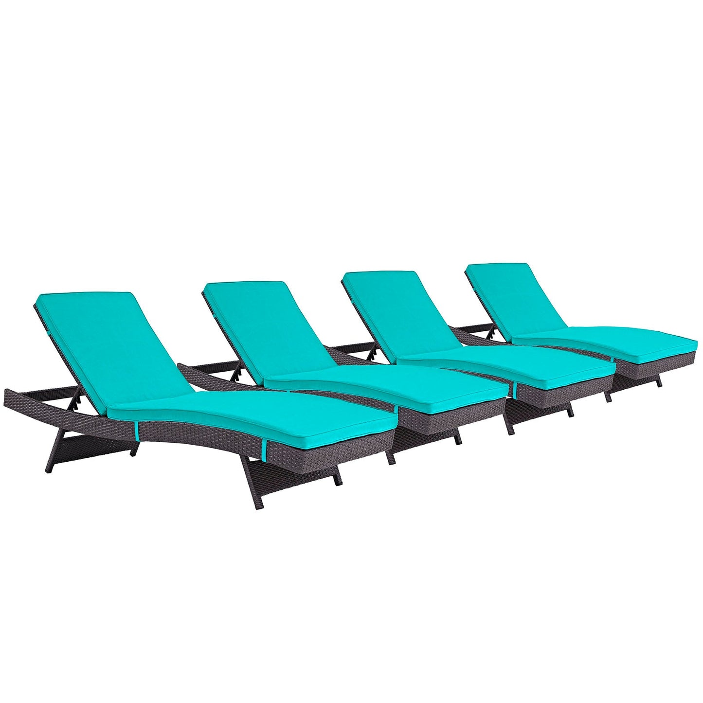 Modway Convene Chaise Outdoor Patio - Set of 4 | Outdoor Recliners & Lounge Chairs | 