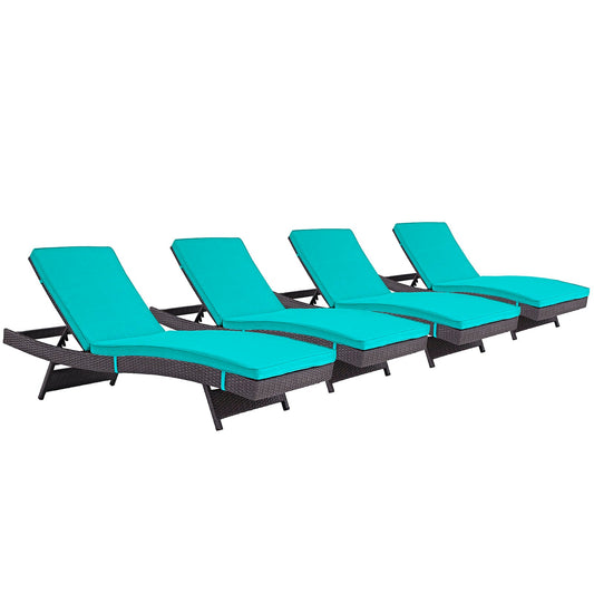 Modway Convene Chaise Outdoor Patio - Set of 4 | Outdoor Recliners & Lounge Chairs | 