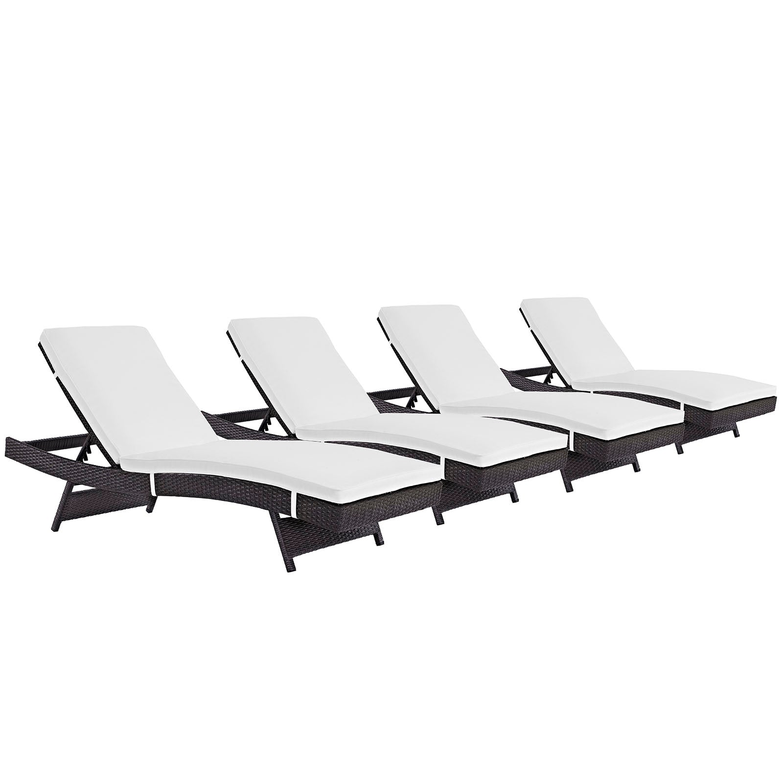 Modway Convene Chaise Outdoor Patio - Set of 4 | Outdoor Recliners & Lounge Chairs | 