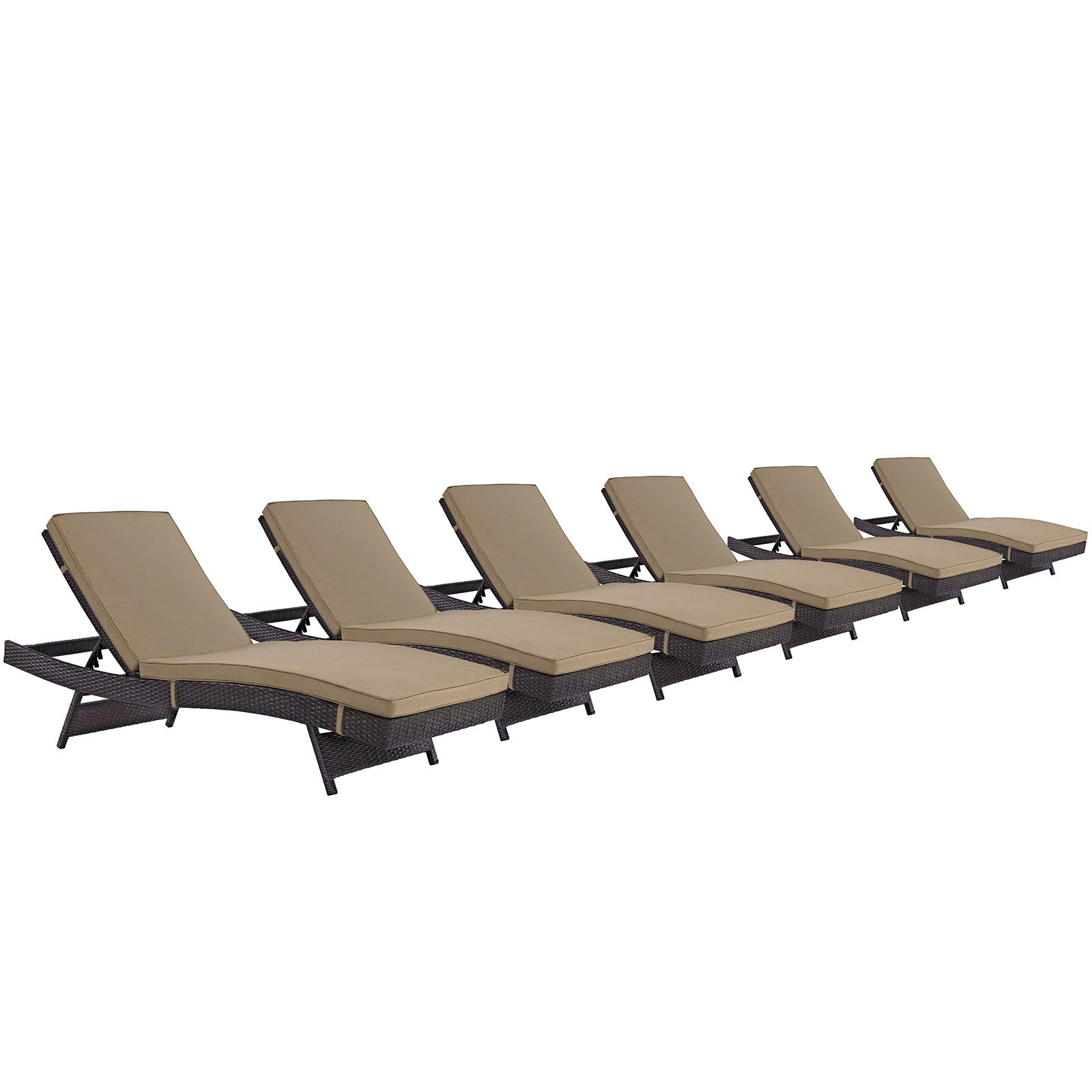 Modway Convene Chaise Outdoor Patio - Set of 6 | Outdoor Recliners & Lounge Chairs | 