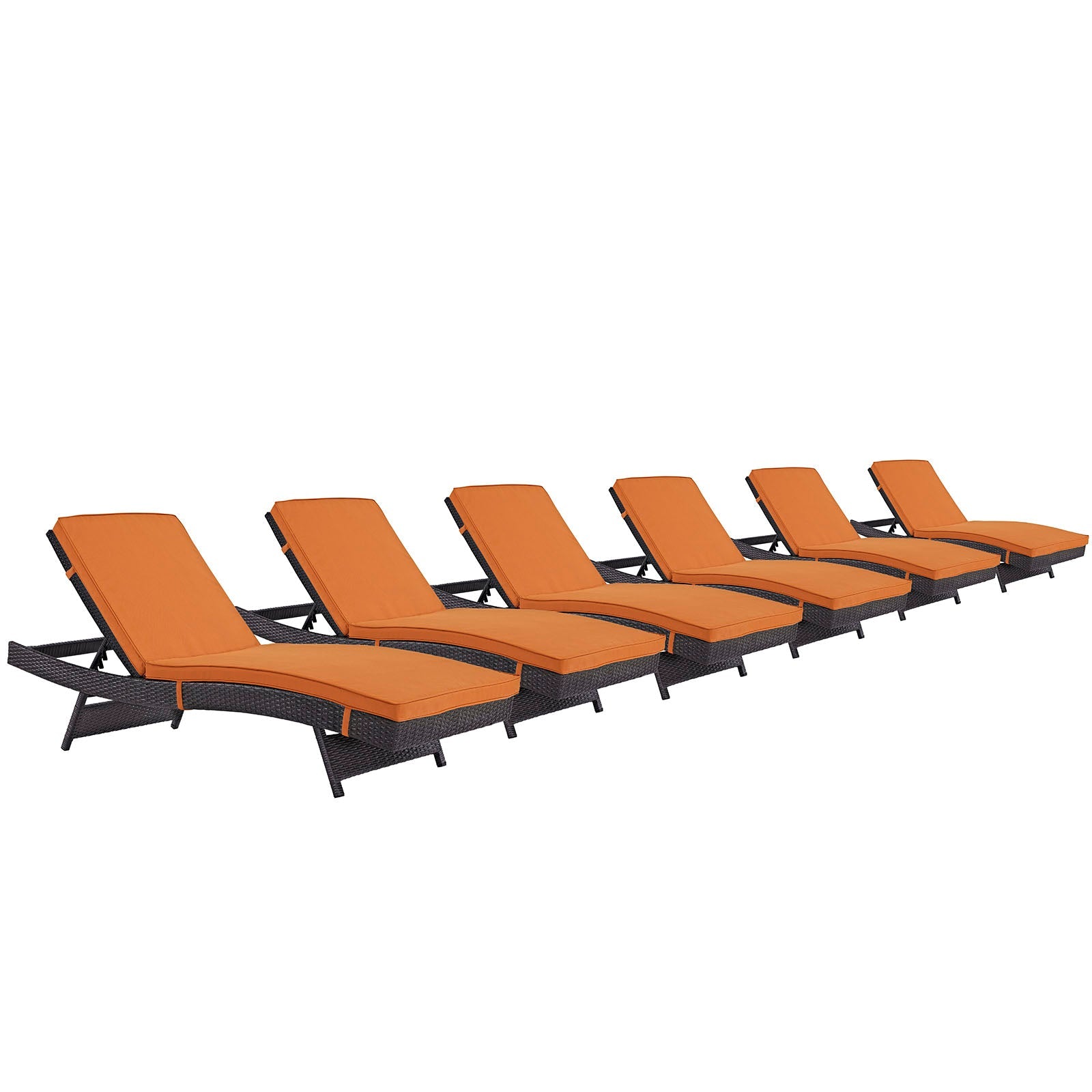 Modway Convene Chaise Outdoor Patio - Set of 6 | Outdoor Recliners & Lounge Chairs | 