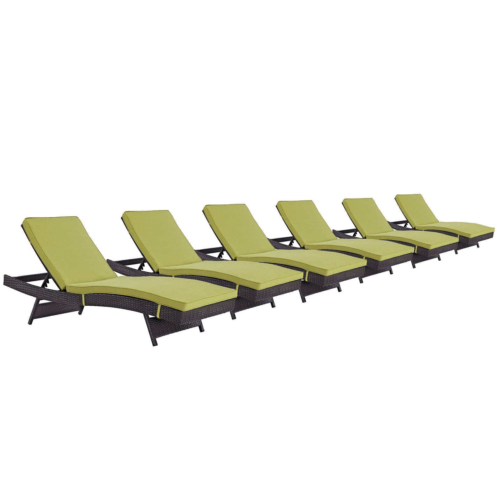 Modway Convene Chaise Outdoor Patio - Set of 6 | Outdoor Recliners & Lounge Chairs | 