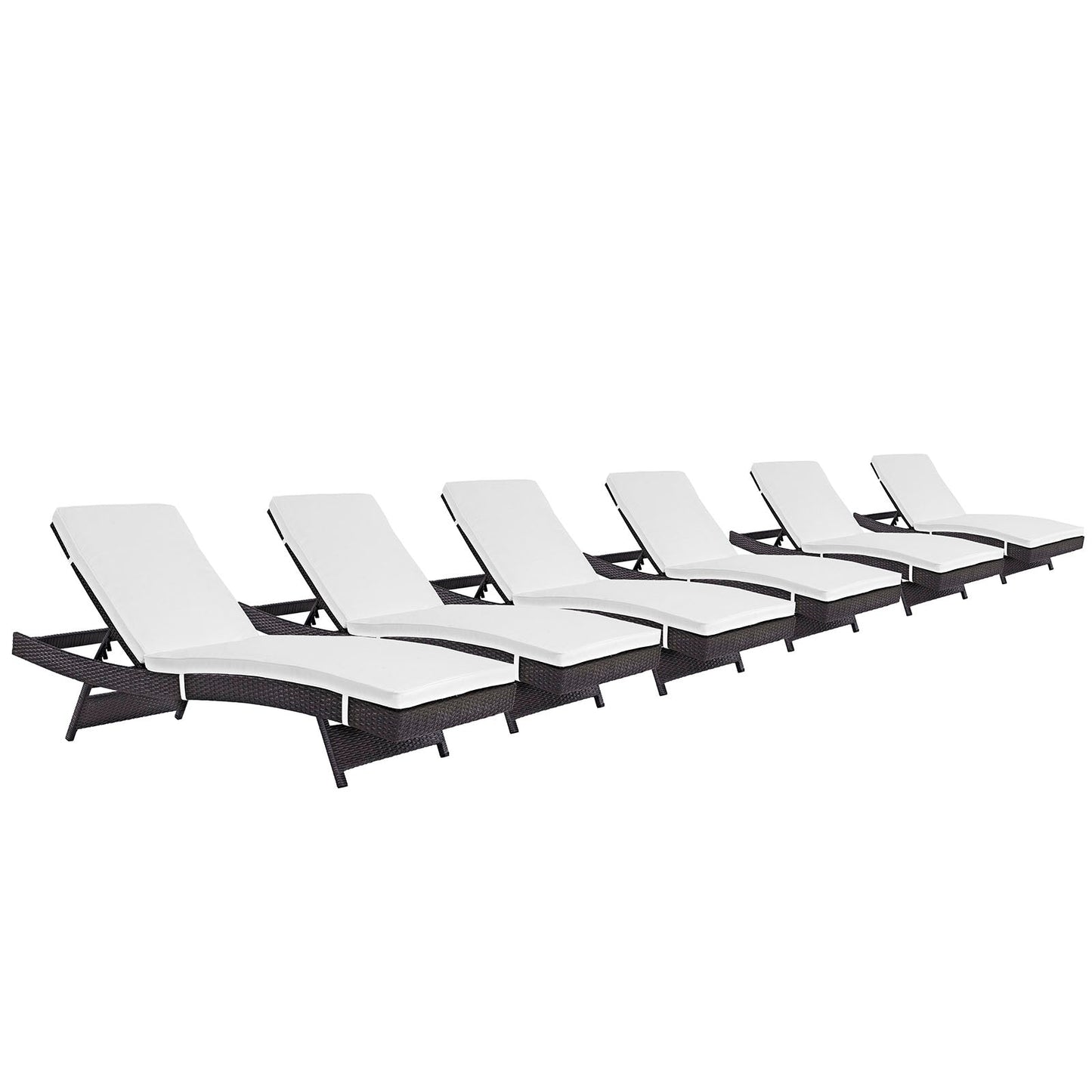 Modway Convene Chaise Outdoor Patio - Set of 6 | Outdoor Recliners & Lounge Chairs | 