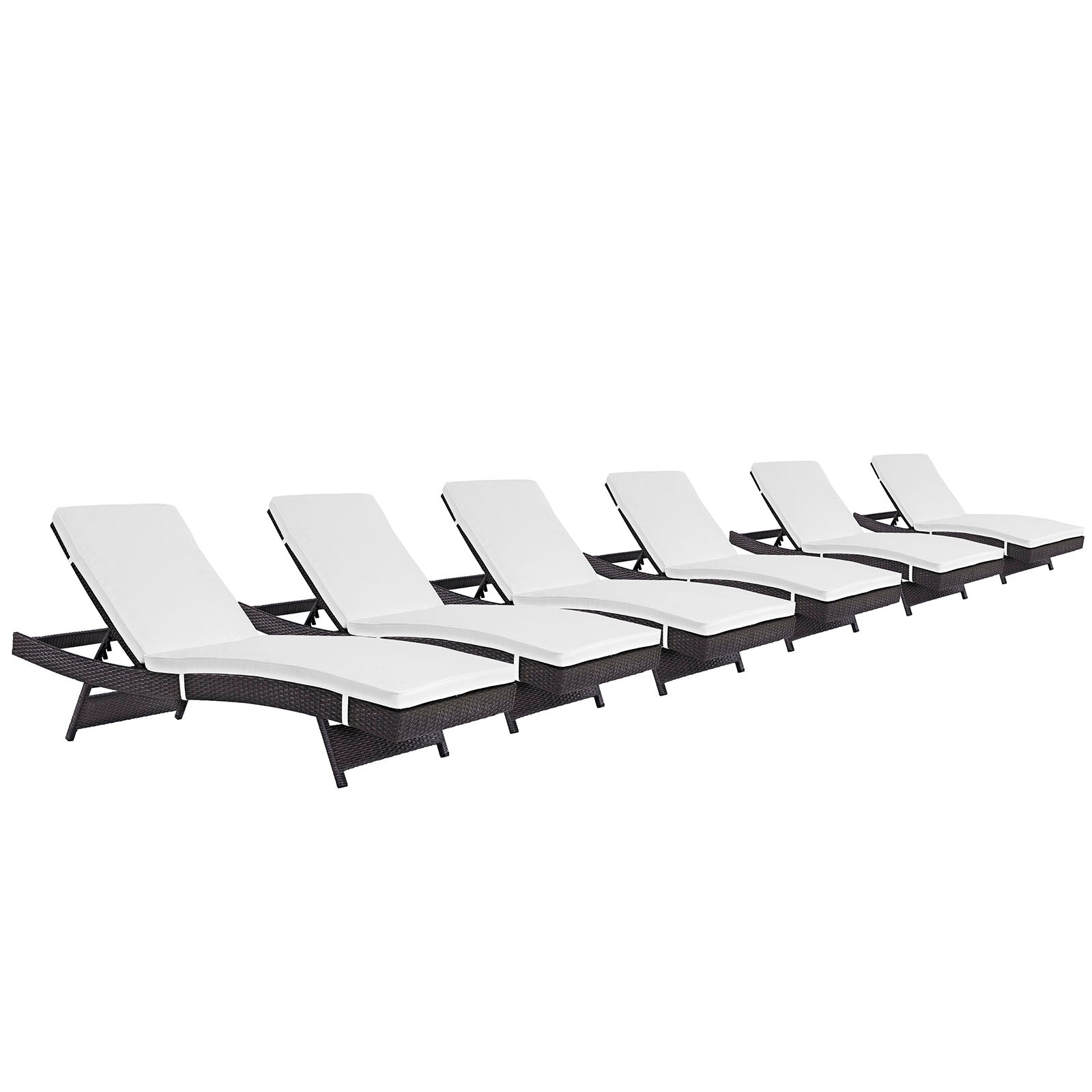 Modway Convene Chaise Outdoor Patio - Set of 6 | Outdoor Recliners & Lounge Chairs | 