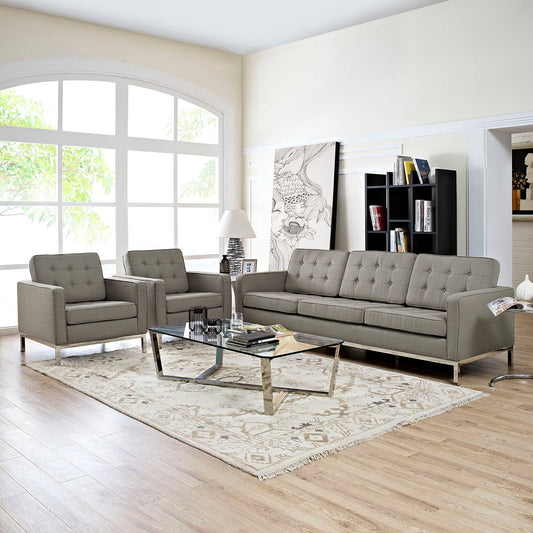 Loft 3 Piece Upholstered Fabric Sofa and Armchair Set By Modway - EEI-2439 | Armchairs