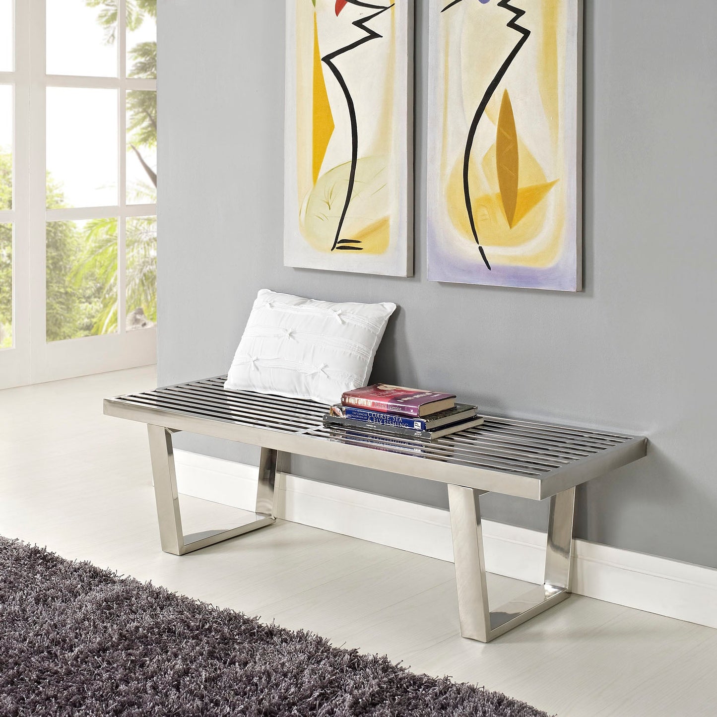 Sauna 4' Stainless Steel Bench By Modway - EEI-247 | Benches | Modishstore