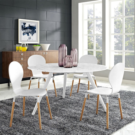 Modway Lippa 54" Round Artificial Marble Dining Table with Tripod Base in White | Dining Tables | Modishstore