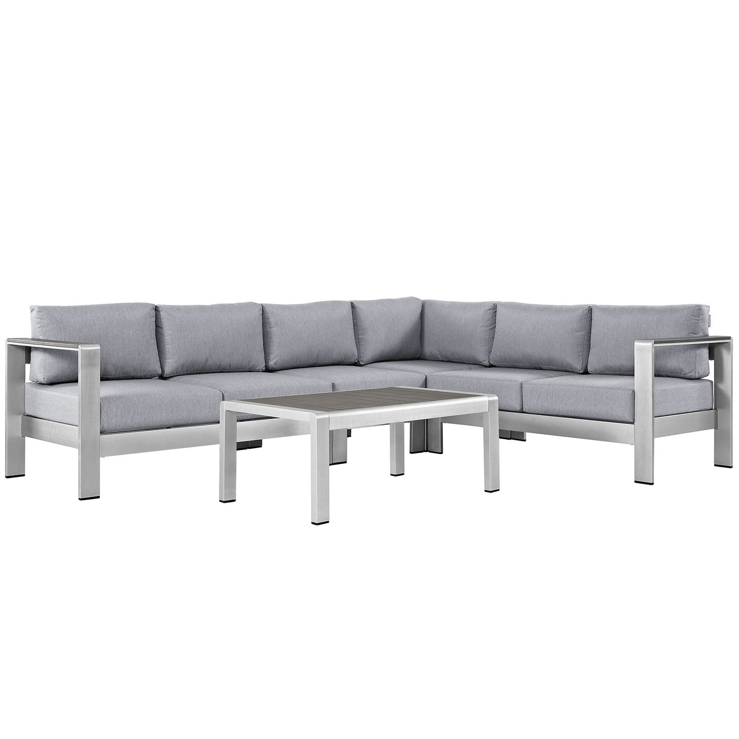 Modway EEI-2557 Shore 5 Piece Outdoor Patio Aluminum Sectional Sofa Set | Outdoor Sofas, Loveseats & Sectionals | 