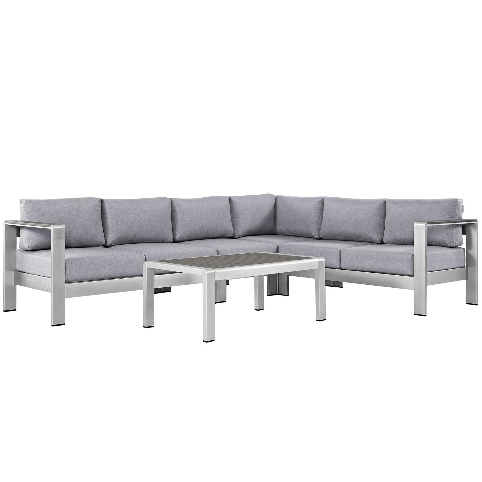 Modway EEI-2557 Shore 5 Piece Outdoor Patio Aluminum Sectional Sofa Set | Outdoor Sofas, Loveseats & Sectionals | 