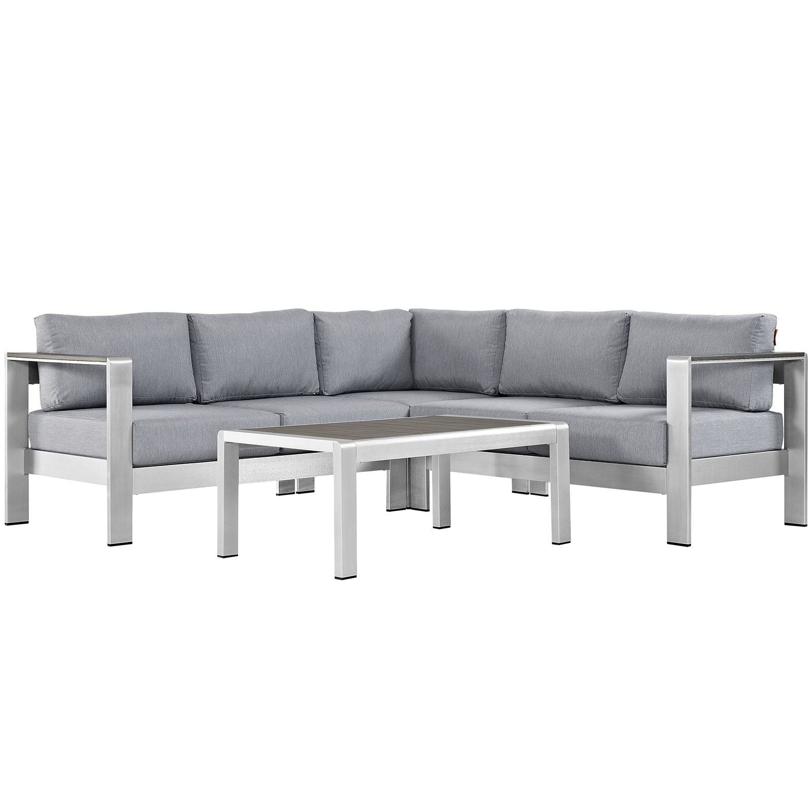 Modway EEI-2559 Shore 4 Piece Outdoor Patio Aluminum Sectional Sofa Set | Outdoor Sofas, Loveseats & Sectionals | 