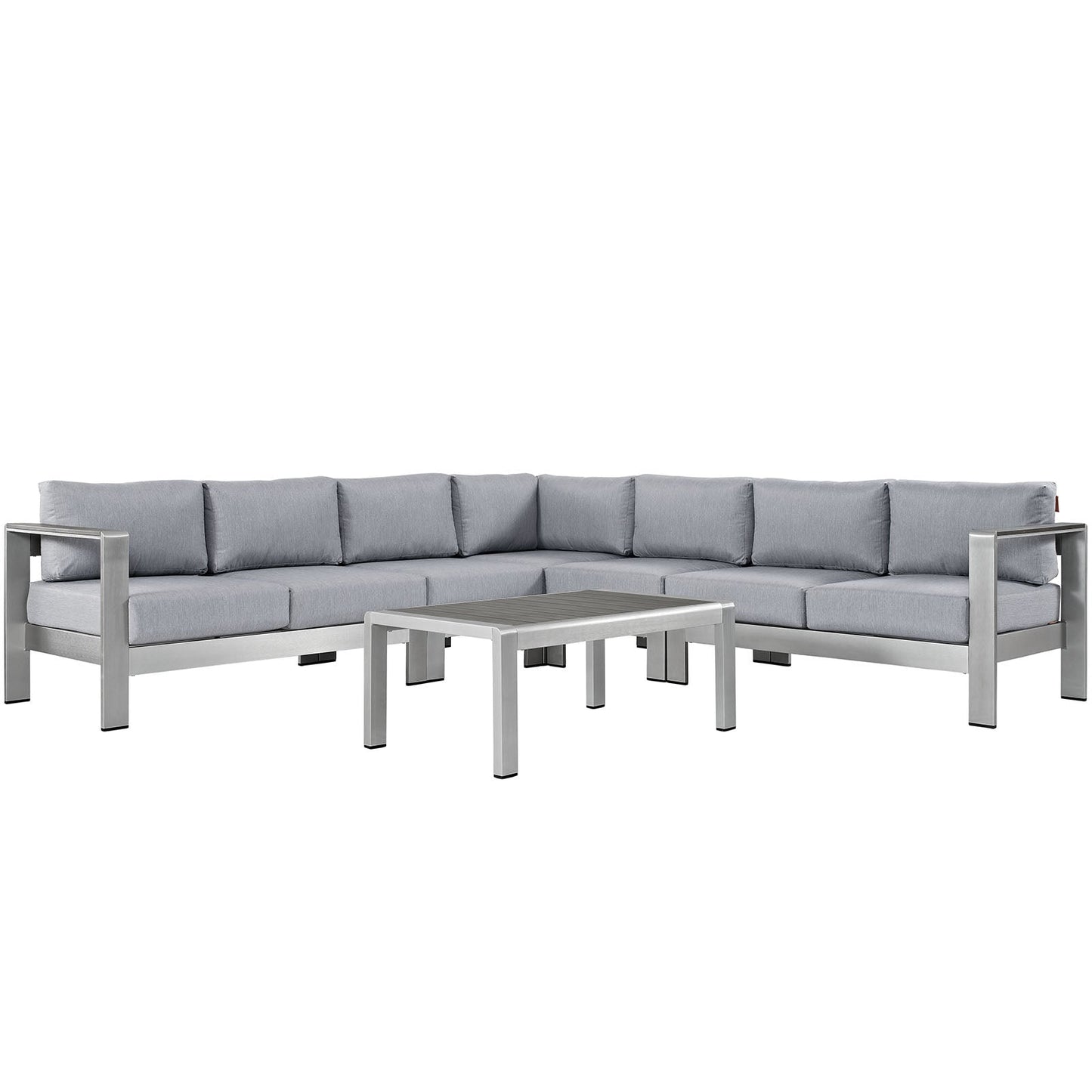 Modway EEI-2561 Shore 6 Piece Outdoor Patio Aluminum Sectional Sofa Set | Outdoor Sofas, Loveseats & Sectionals | 
