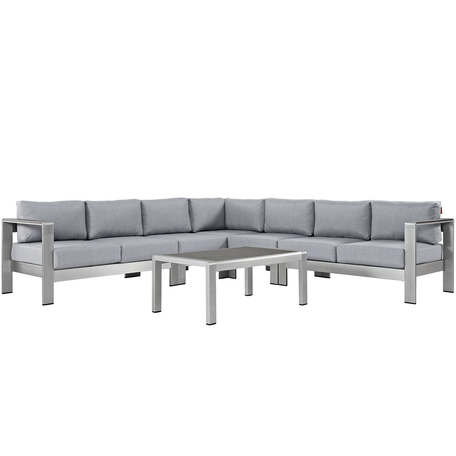 Modway EEI-2561 Shore 6 Piece Outdoor Patio Aluminum Sectional Sofa Set | Outdoor Sofas, Loveseats & Sectionals | 