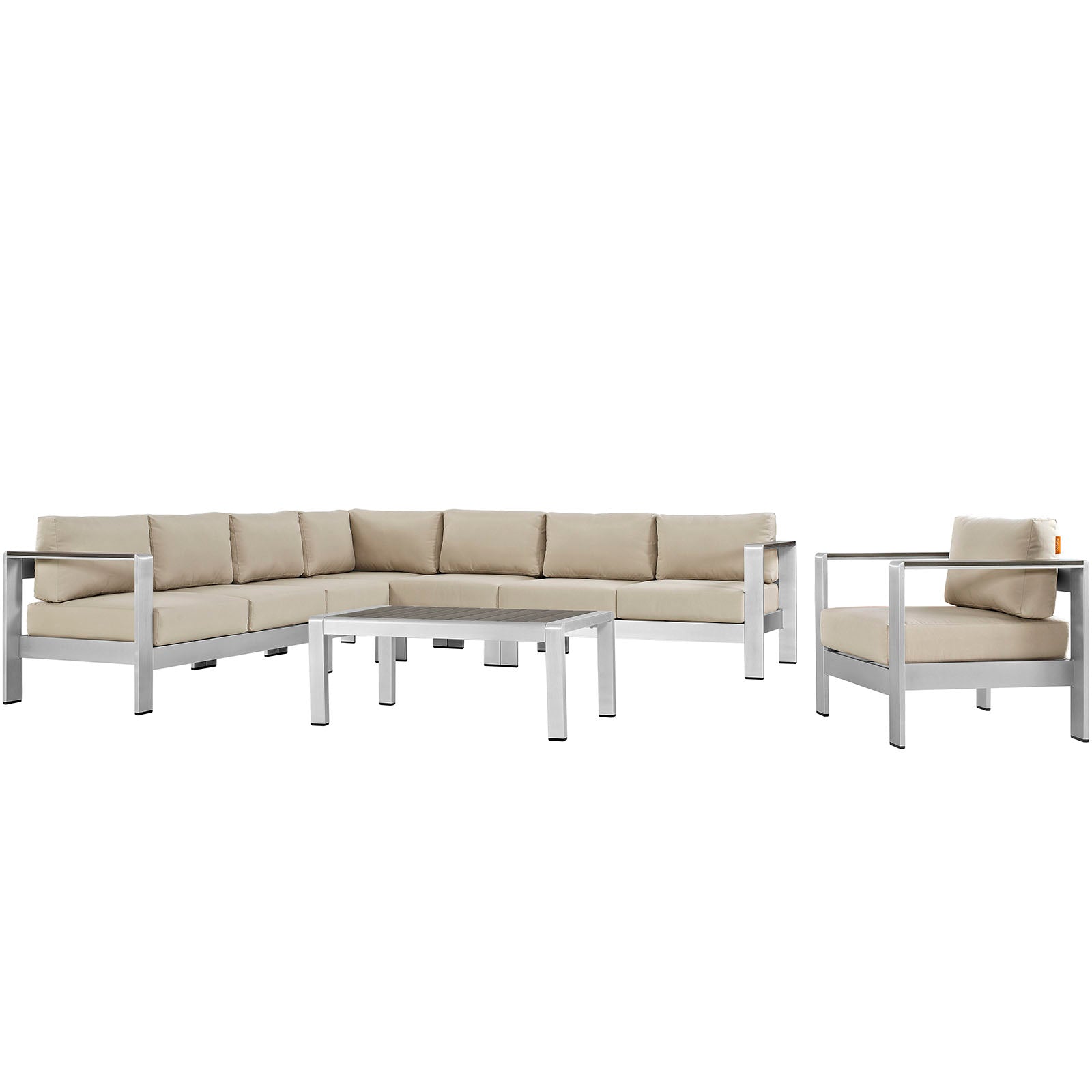 Modway Shore 7 Piece Outdoor Patio Aluminum Sectional Sofa Set | Outdoor Sofas, Loveseats & Sectionals | Modishstore-35