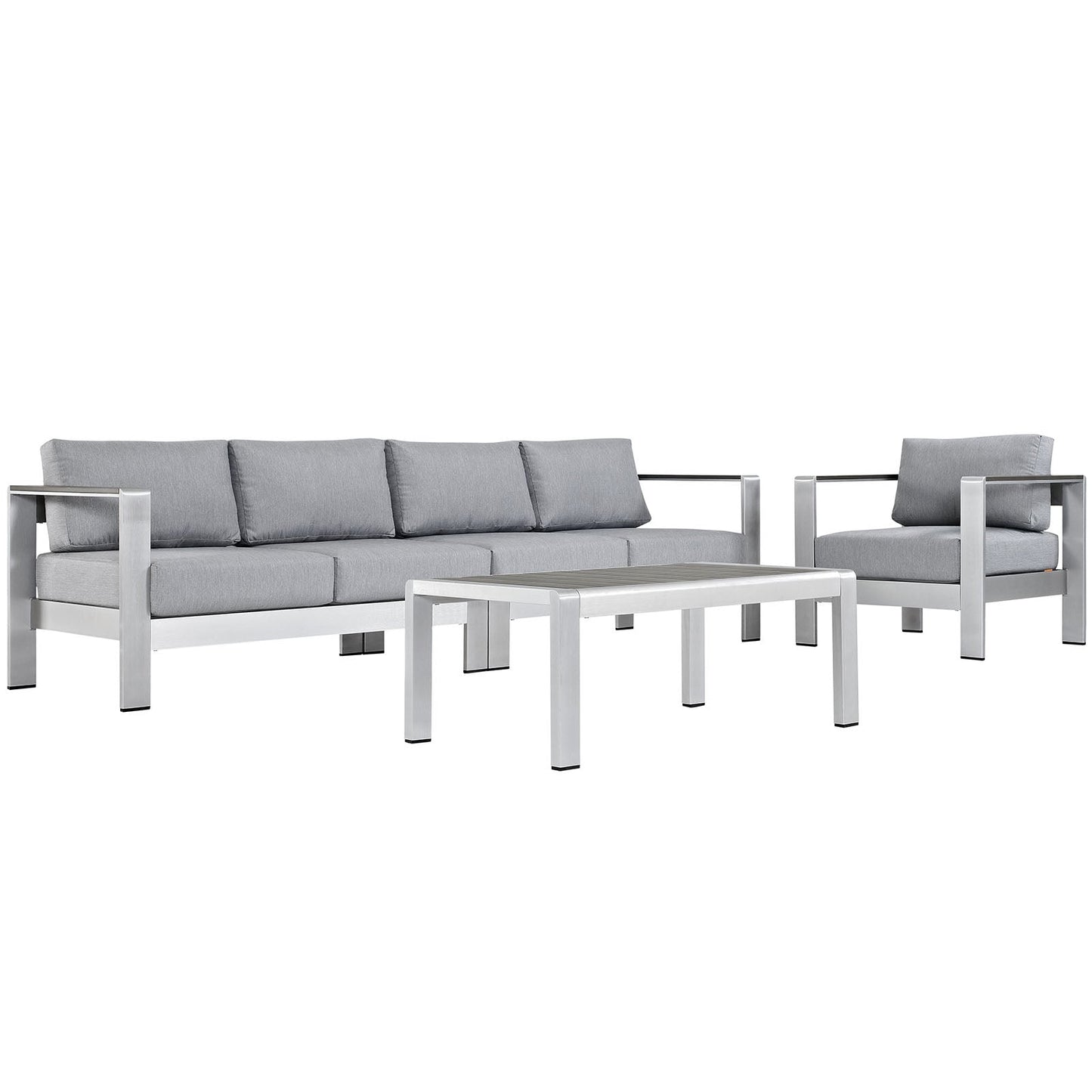 Modway EEI-2563 Shore 4 Piece Outdoor Patio Aluminum Sectional Sofa Set | Outdoor Sofas, Loveseats & Sectionals | 