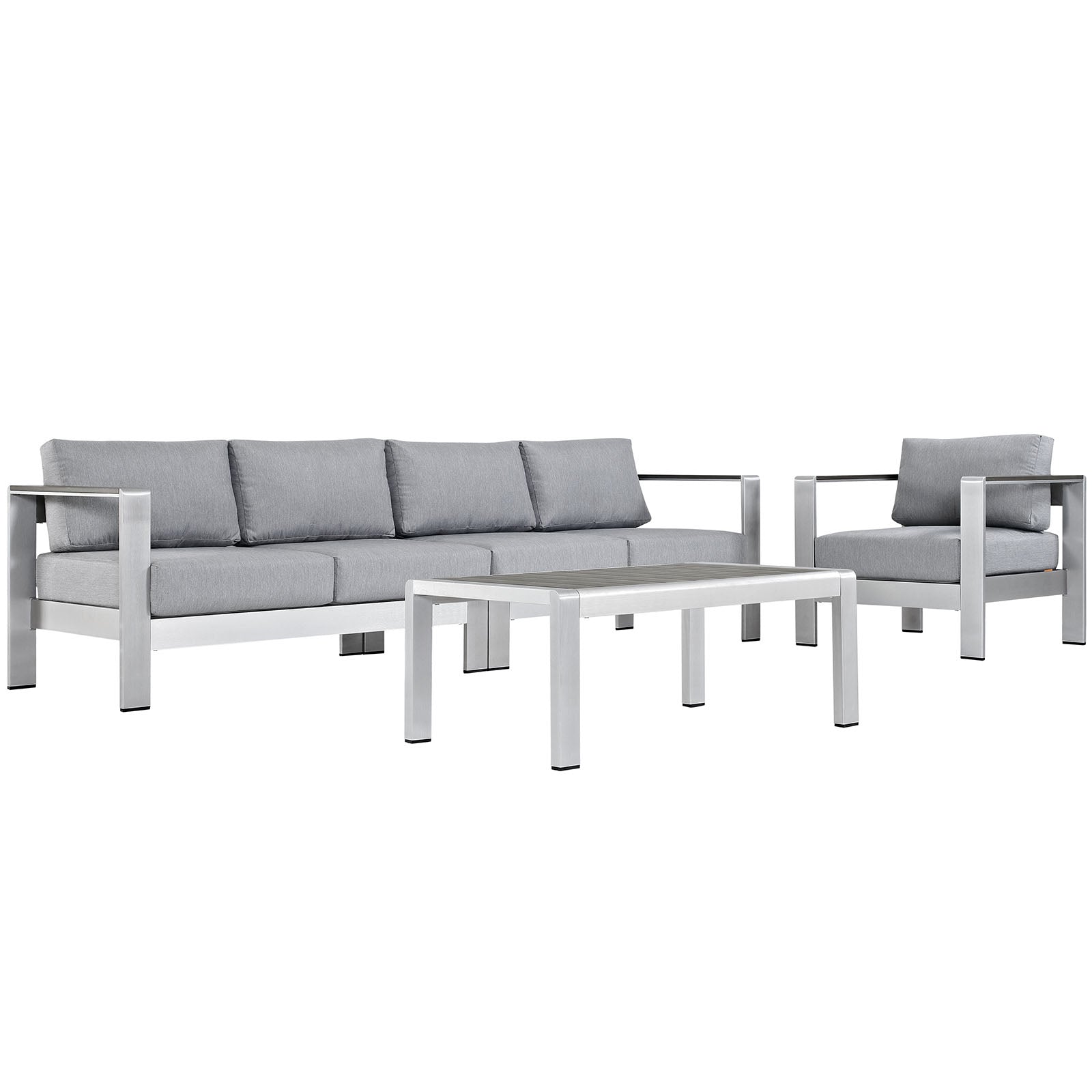 Modway EEI-2563 Shore 4 Piece Outdoor Patio Aluminum Sectional Sofa Set | Outdoor Sofas, Loveseats & Sectionals | 