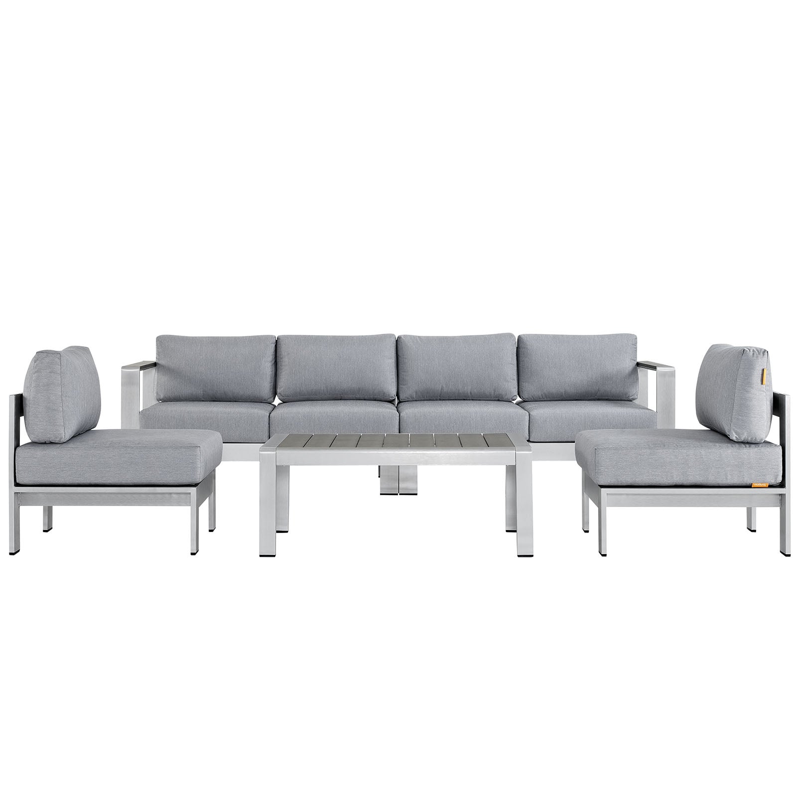 Modway EEI-2564 Shore 5 Piece Outdoor Patio Aluminum Sectional Sofa Set | Outdoor Sofas, Loveseats & Sectionals | 